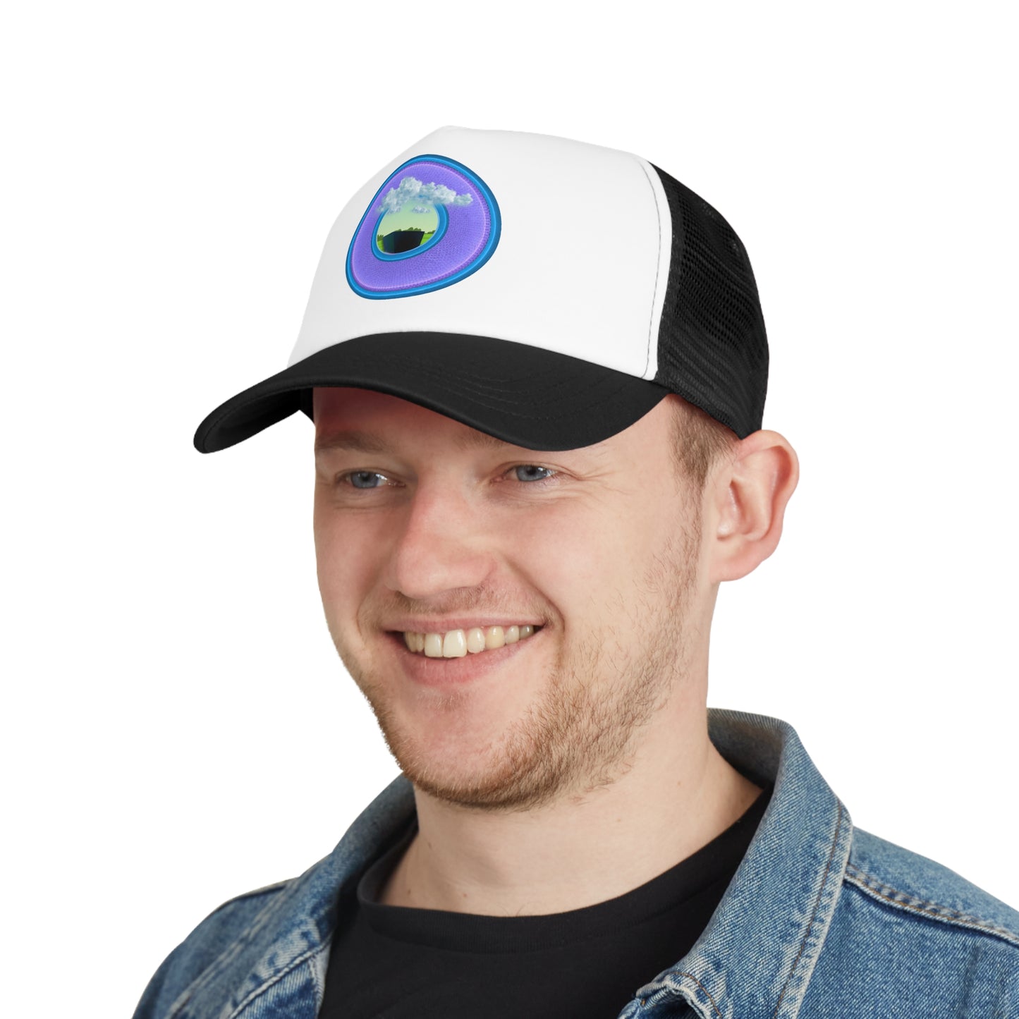 Lumpy Trucker Hat - "Got Rhombus?" - variant 4- purple/blue donut