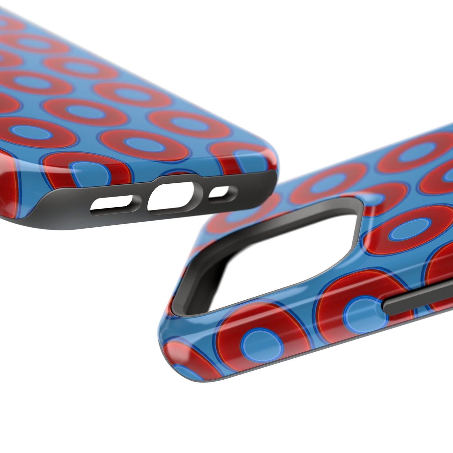 Copy of Magnetic Tough Donut Case - red vivid donut print w/light steel blue background