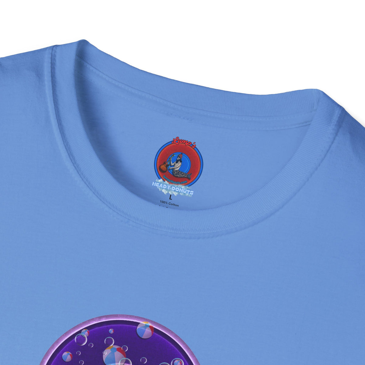 Classic Donut Tee - Unisex Soft-Style - "Sure That Sirens Made This Donut For Me" - vivid dark purple/light purple donut