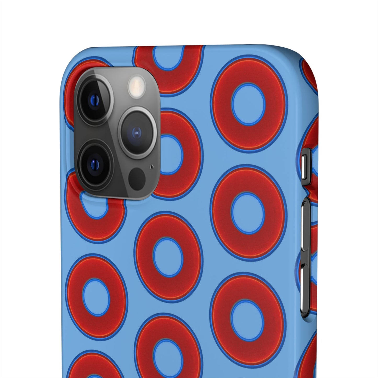 Lumpy Donut Snap Case - red vivid donut print w/light blue background