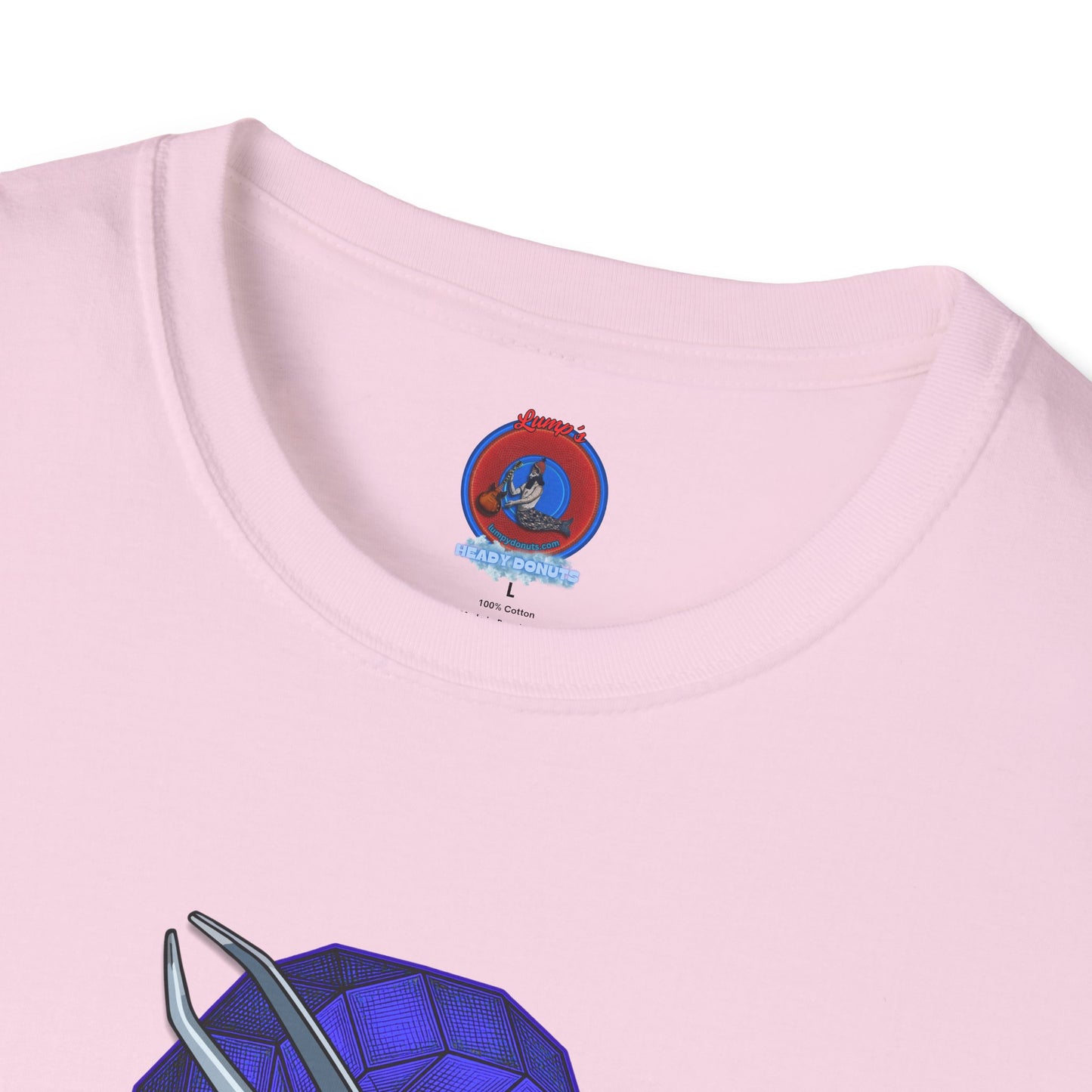 Classic Donut Tee - Unisex Soft-Style - "The Teasing Festivus Donut" - blue rustic cubed donut