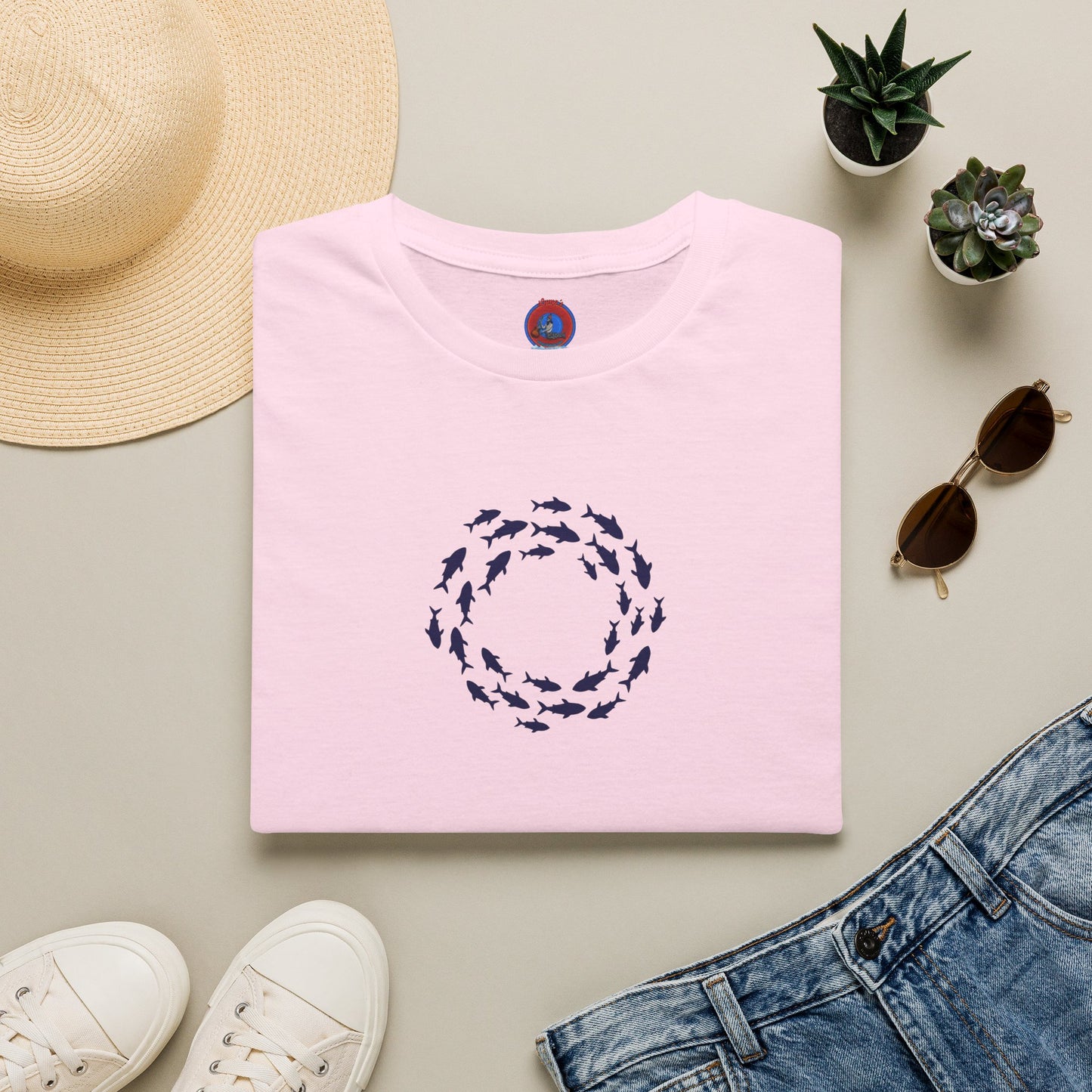 Classic Donut Tee - Unisex Soft-Style - "Skoolie of Phishies" - fish donut - variant 3
