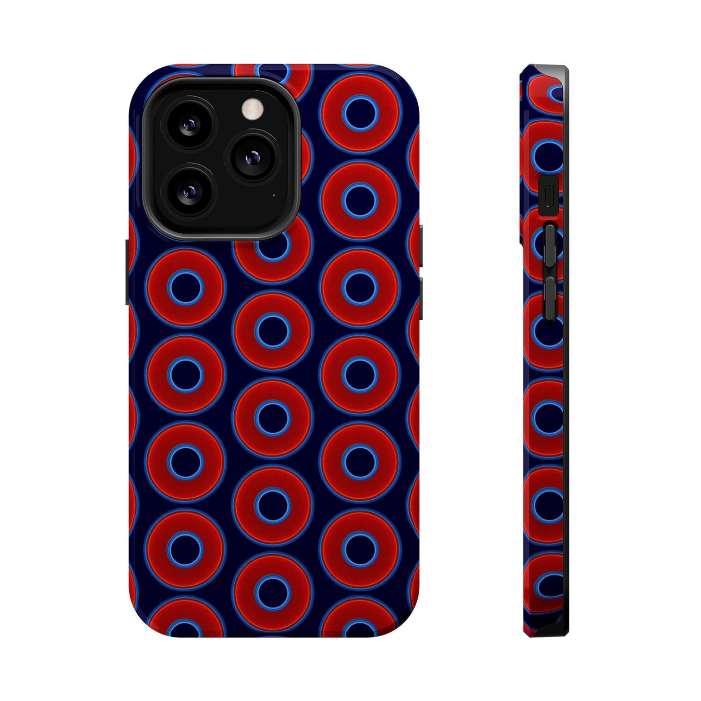Magnetic Tough Donut Case - red vivid donut print w/midnight blue background