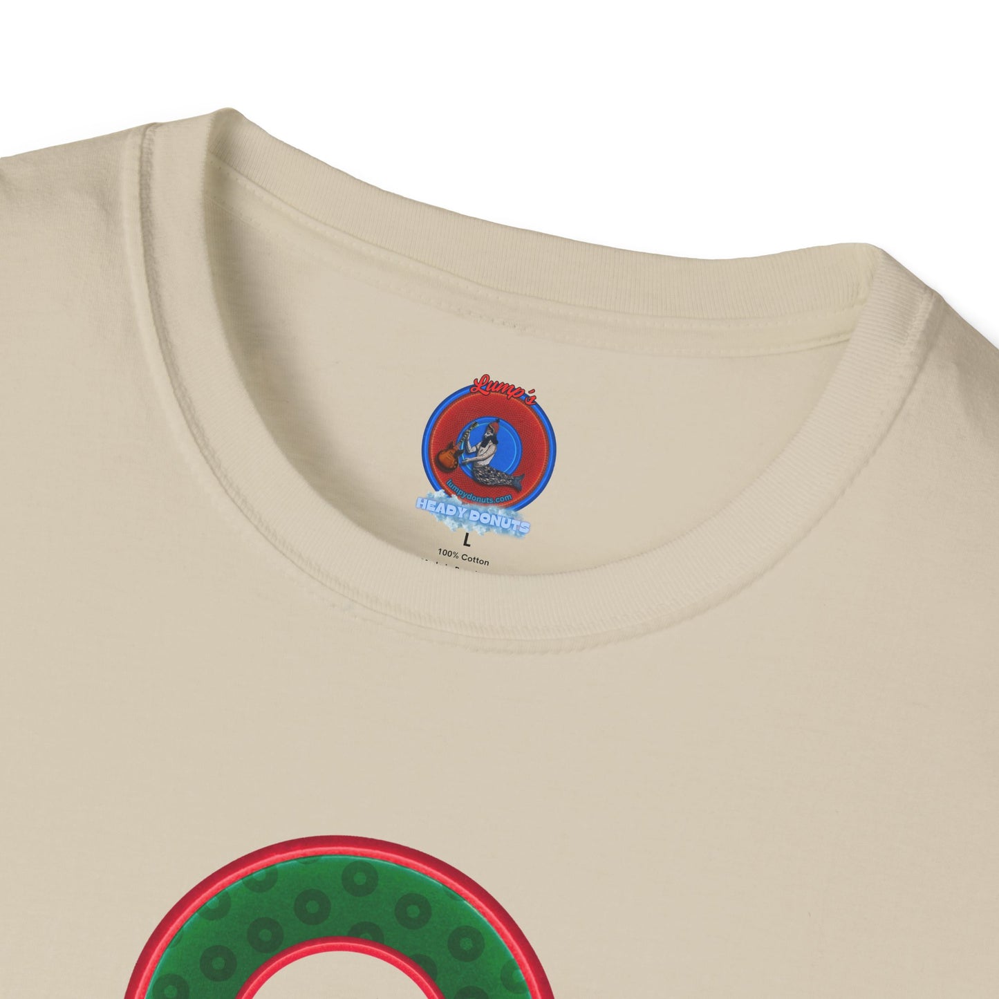Plain Donuts/Unisex Soft-Style - "Plain Wide Mouthed Paradoxical Donuts" - dark green/red donuts
