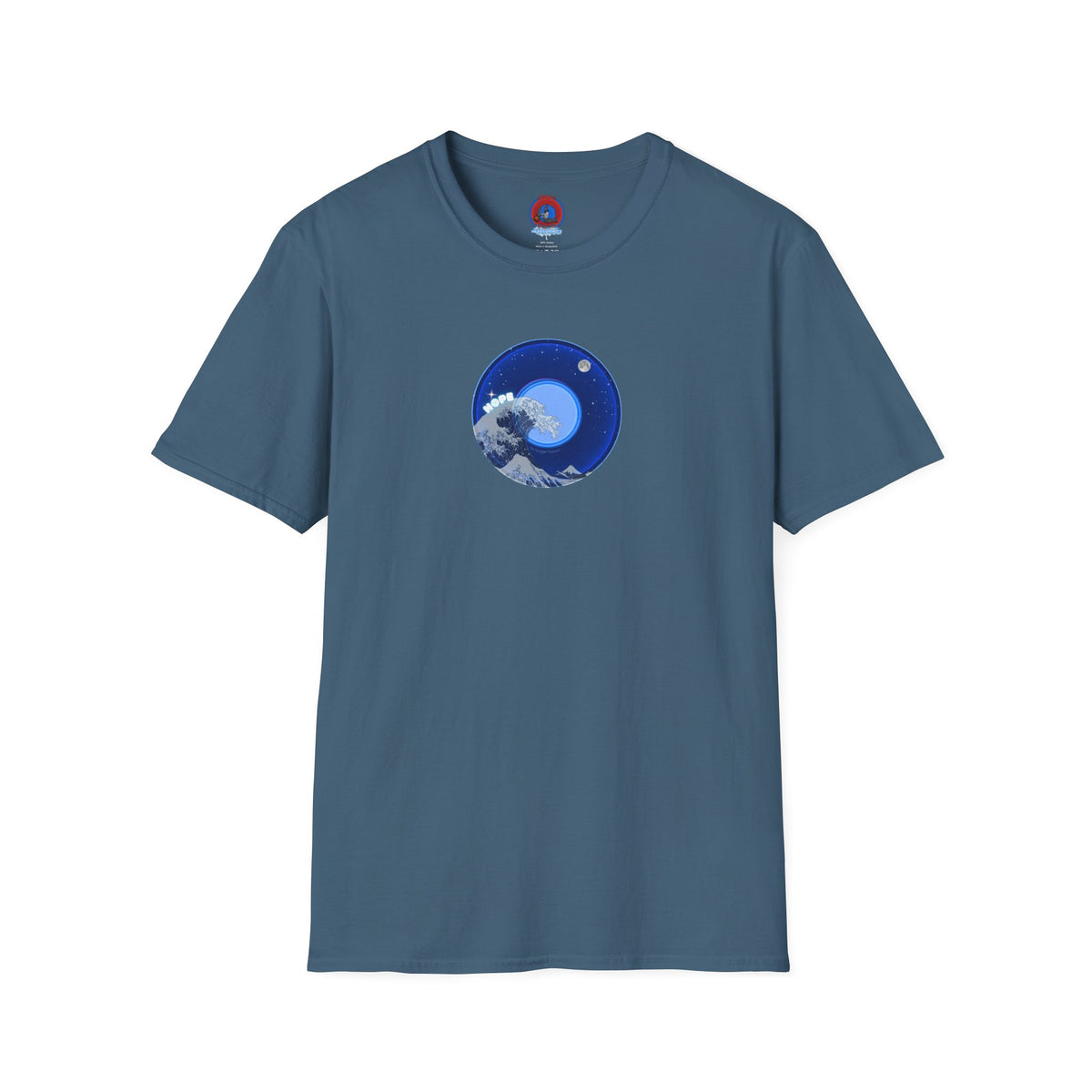 Classic Donut Tee - Unisex Soft-Style - "The Hopeful Waving Donut" - variant 2 - vivid blue donut