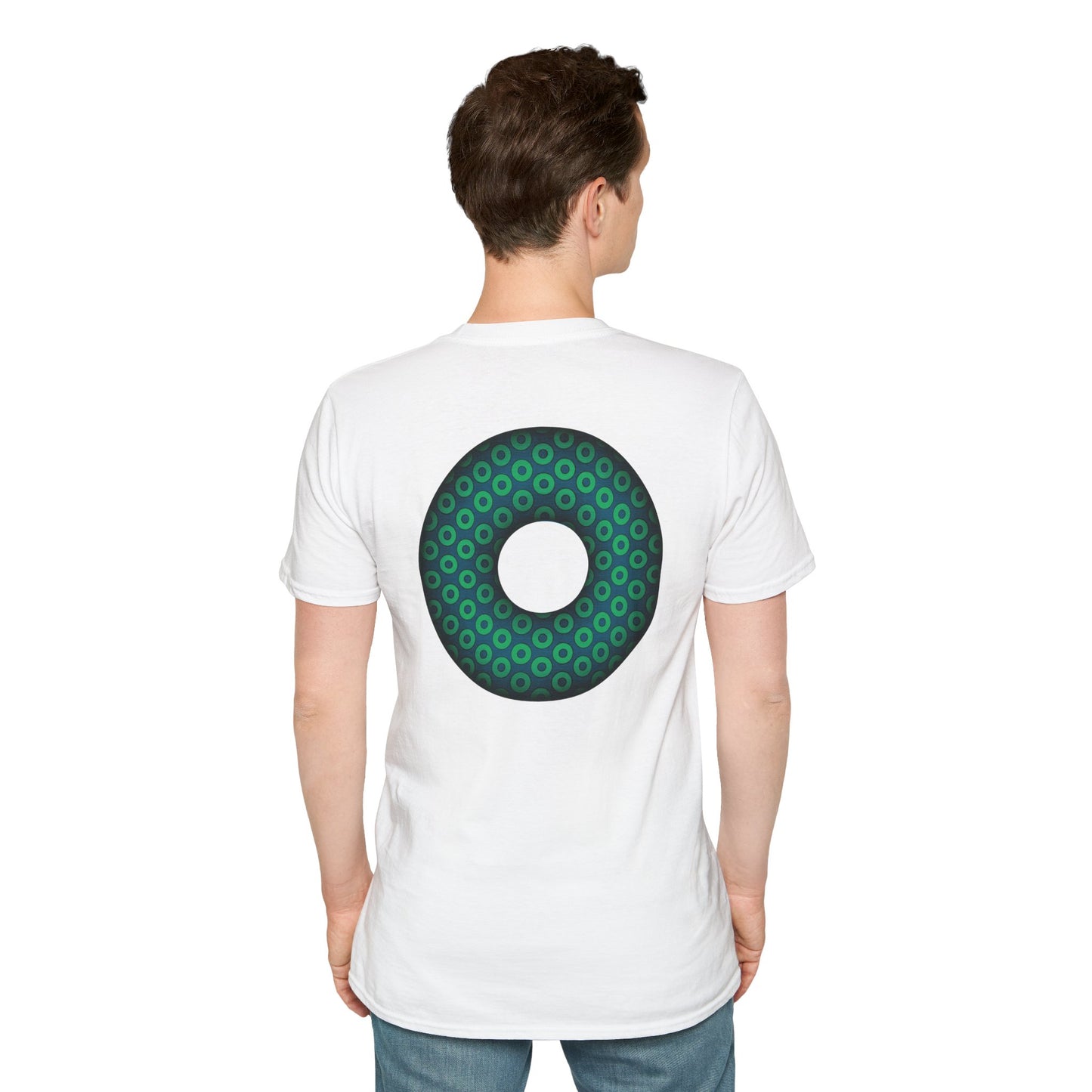Plain Donuts/Unisex Soft-Style - "Plain Paradoxical Grided Donuts" - light green/midnight teal donuts
