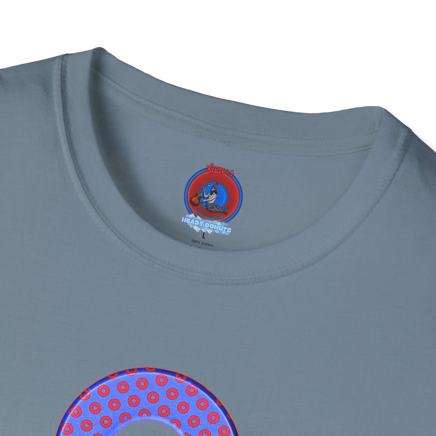 Plain Donuts/Unisex Soft-Style - "Plain Electric Paradoxical Donuts" - bright royal blue/red coral donuts