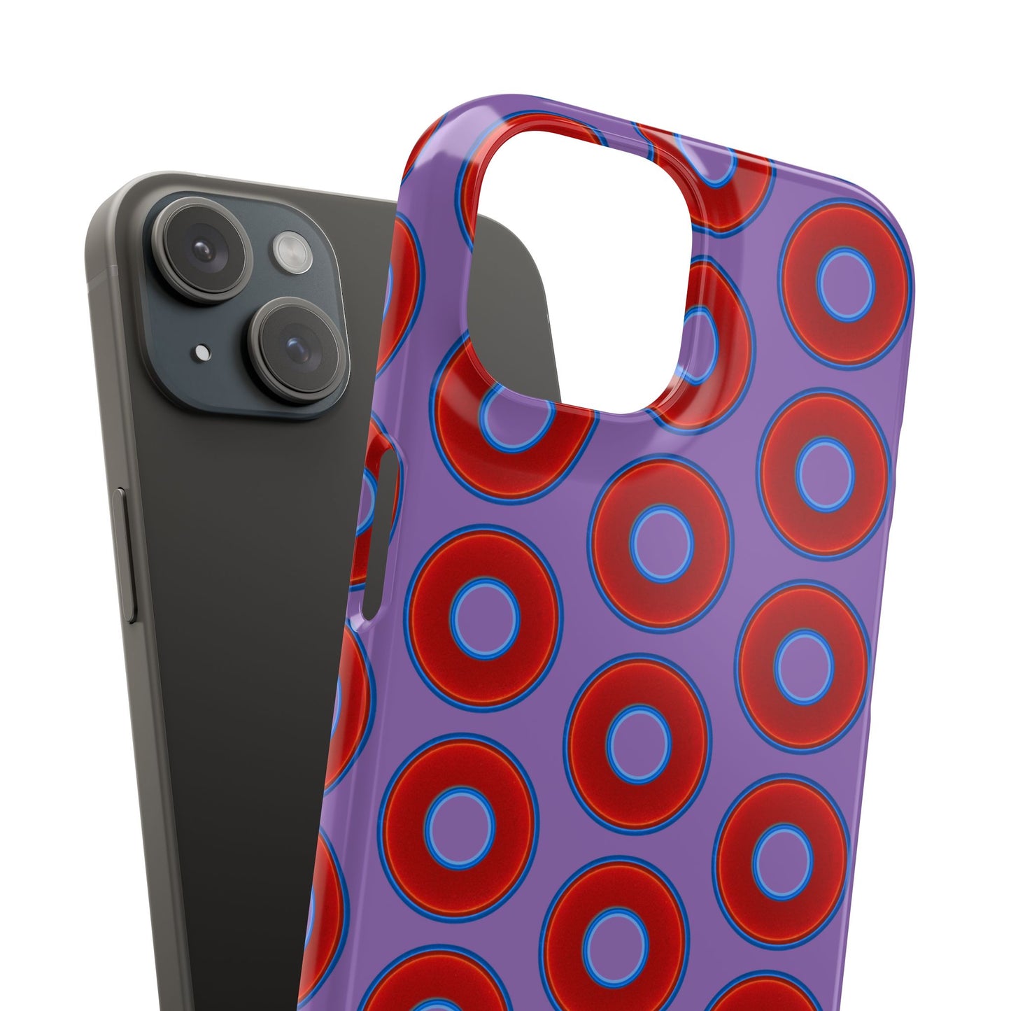 Lumpy Donut Snap Case - red vivid donut print w/light purple background