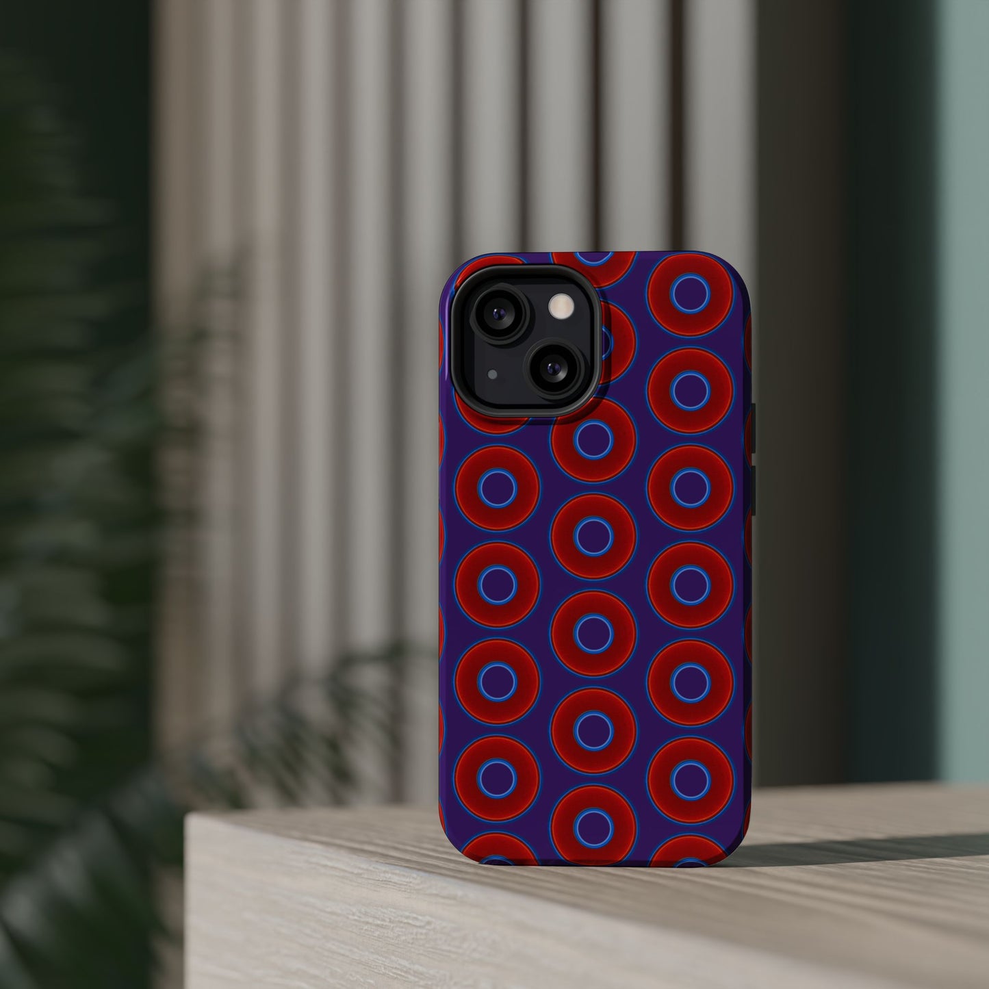 Magnetic Tough Donut Case - red vivid donut print w/purple background