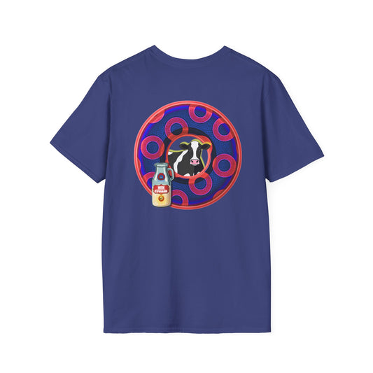 Classic Donut Tee - Unisex Soft-Style - "Beefy Wooked Cream - YEMSG Donut" - electric blue/red rustic paradox donut