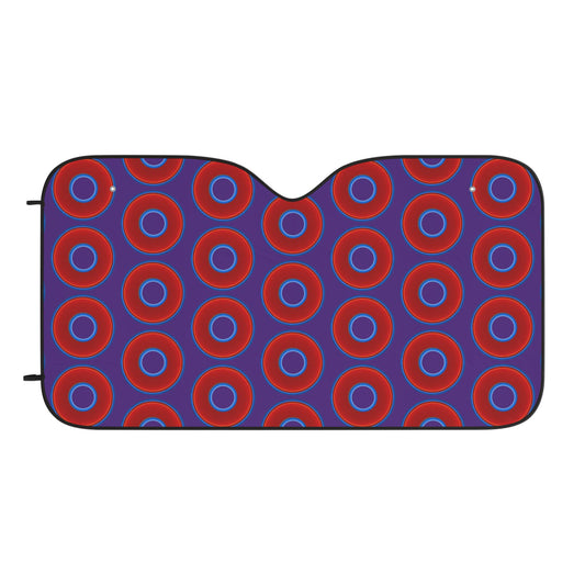 Automotive Donut Sun Shade - red vivid donuts w/purple background