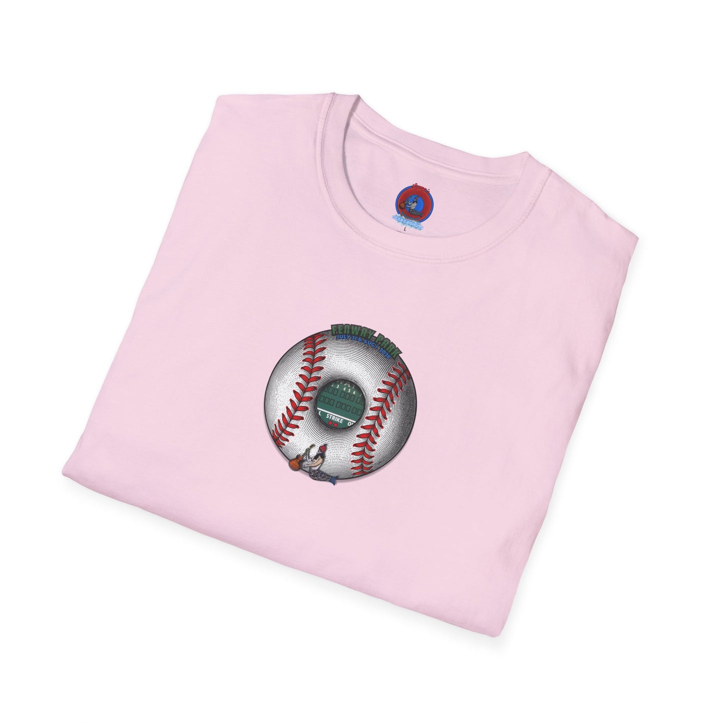 Classic Donut Tee - Unisex Soft-Style - "Phenway Ballpark Donuts" - white/red major league donut - variant 6