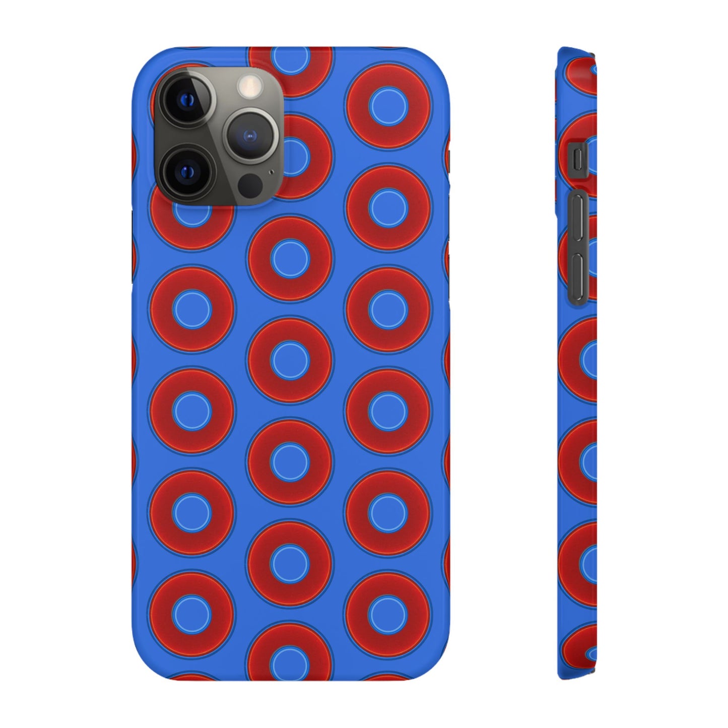 Lumpy Donut Snap Case - red vivid donut print w/medium royal blue background