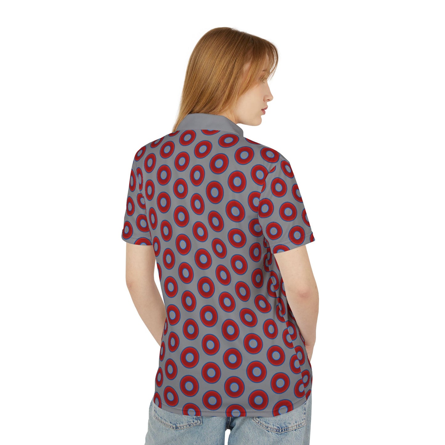 AOP Donut Polo - vivid donut print w/gray background [unisex]