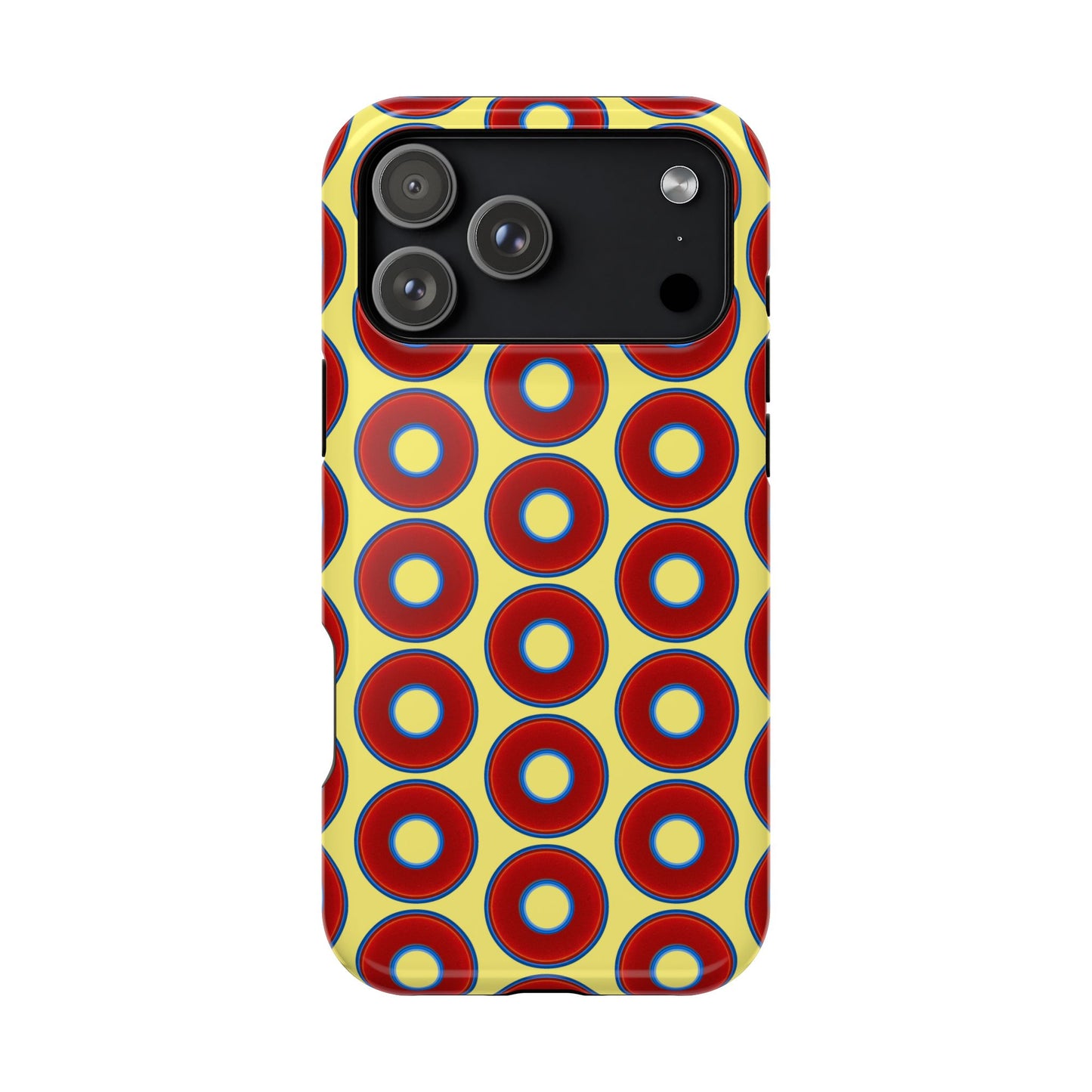 Magnetic Tough Donut Case - red vivid donut print w/yellow background