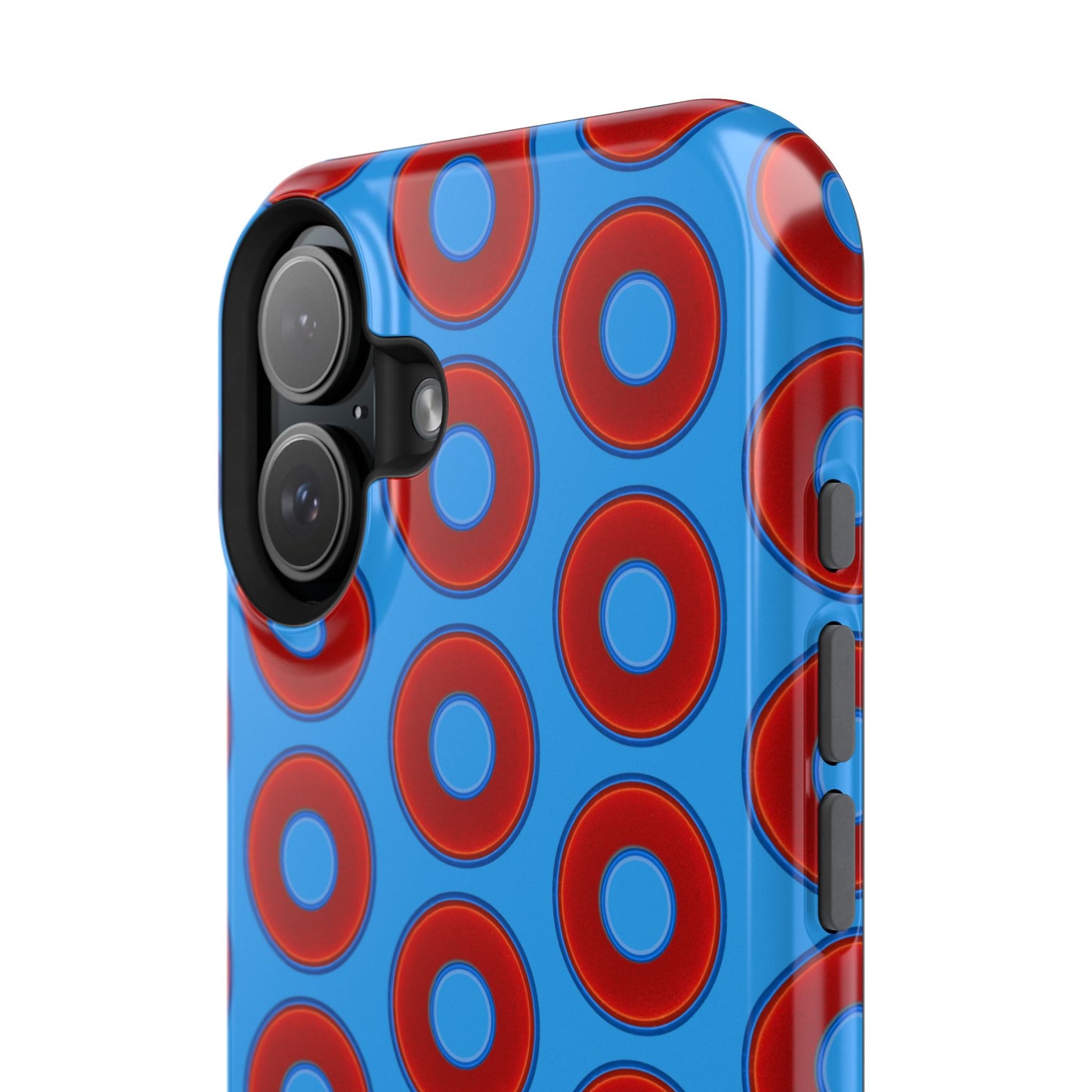 Impact-Resistant Lumpy Donut Case - red vivid donut print w/sky royal blue background