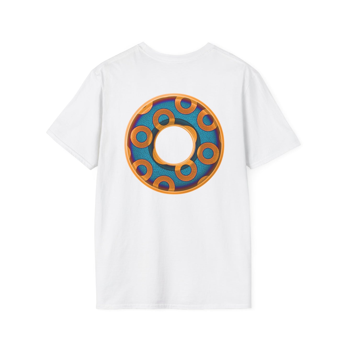 Plain Donuts/Unisex Soft-Style - "Plain Rustic Paradoxical Donuts" - light blue/orange donuts