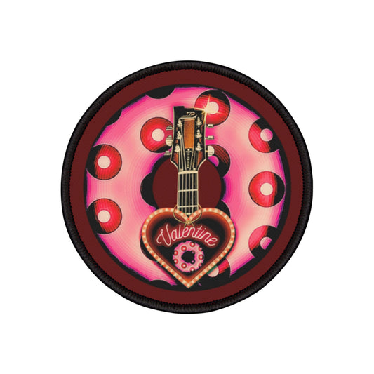 Iron-On Donut Patch - "Would You Be My Donut?" - hot pink/red blimpy paradoxical donut - variant 1