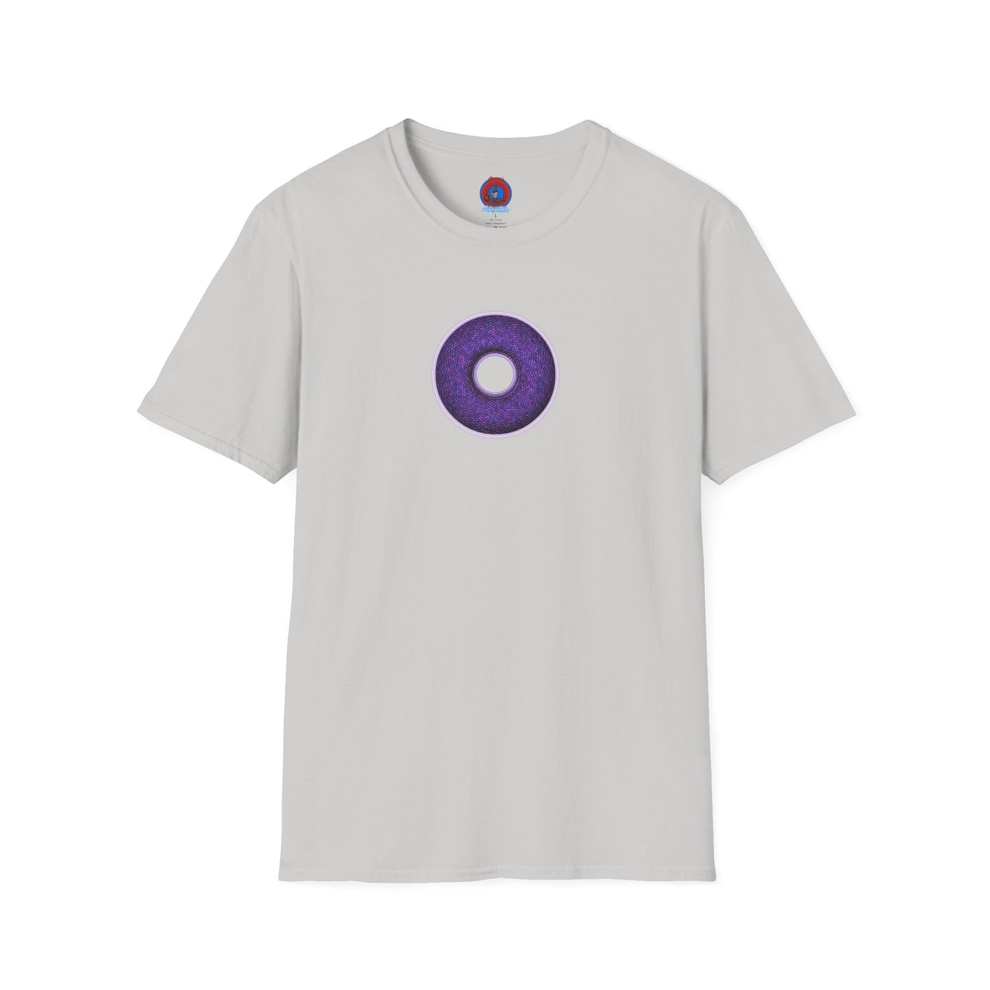 Classic Donut Tee - Unisex Soft-Style - "Plain Pixilated Donut' - purple/light purple pixilated afterglow donut