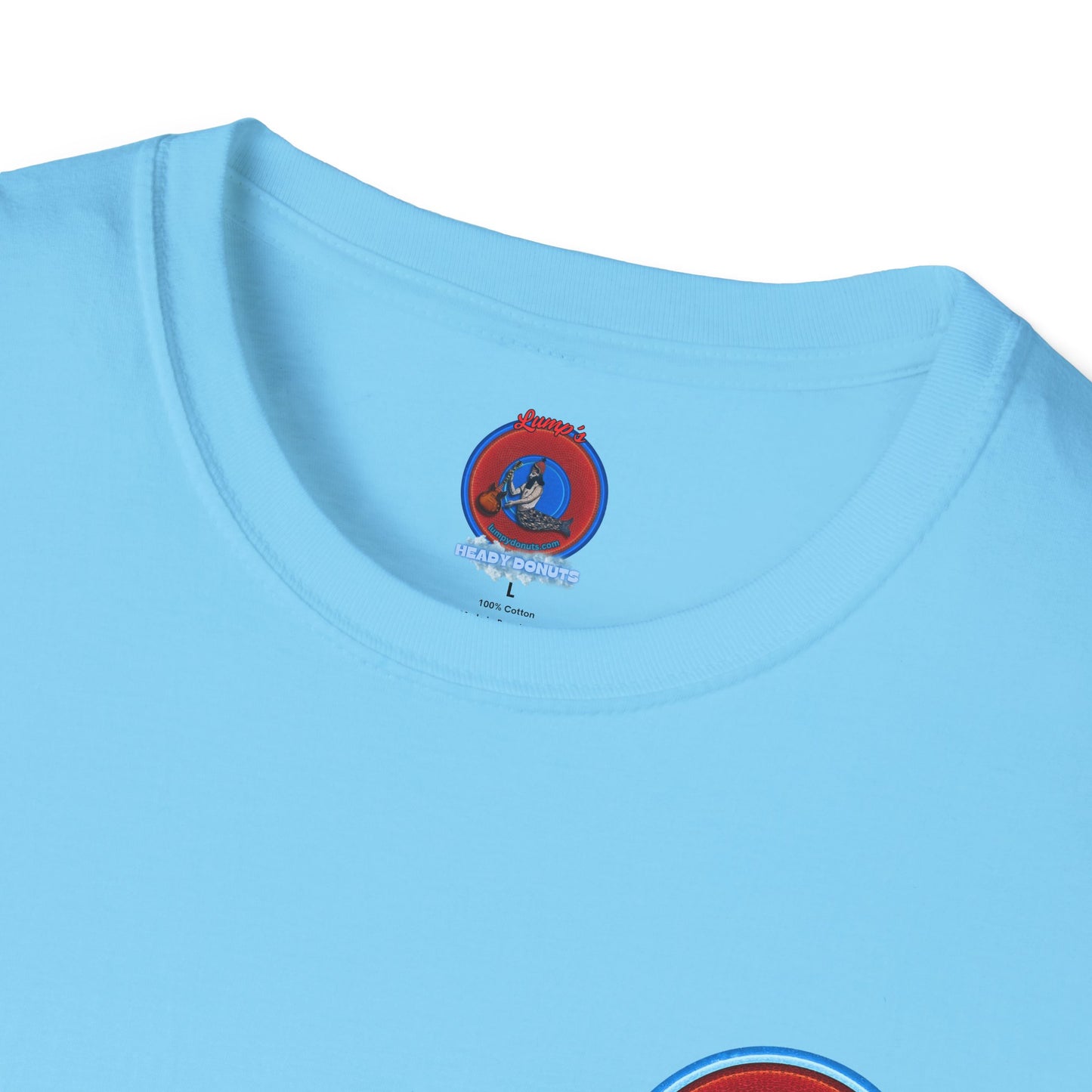 Classic Donut Tee - Unisex Soft-Style - "My Friend the Donut " - series 1.0  - variant 1 - red/blue donut