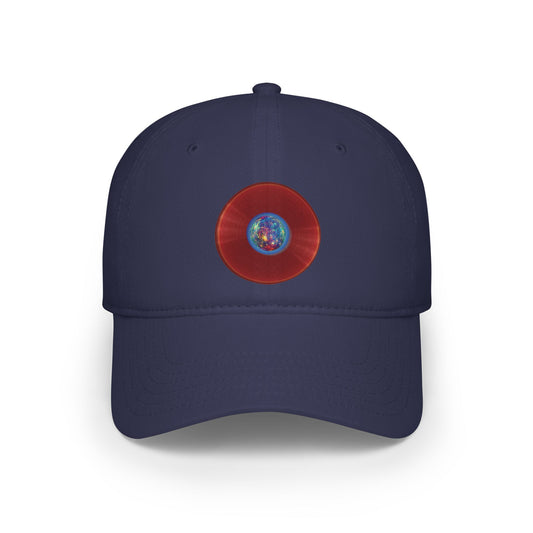 Lumpy Donut Baseball Cap - "Donut of the Gods" - variant 1 - vivid red record donut w/