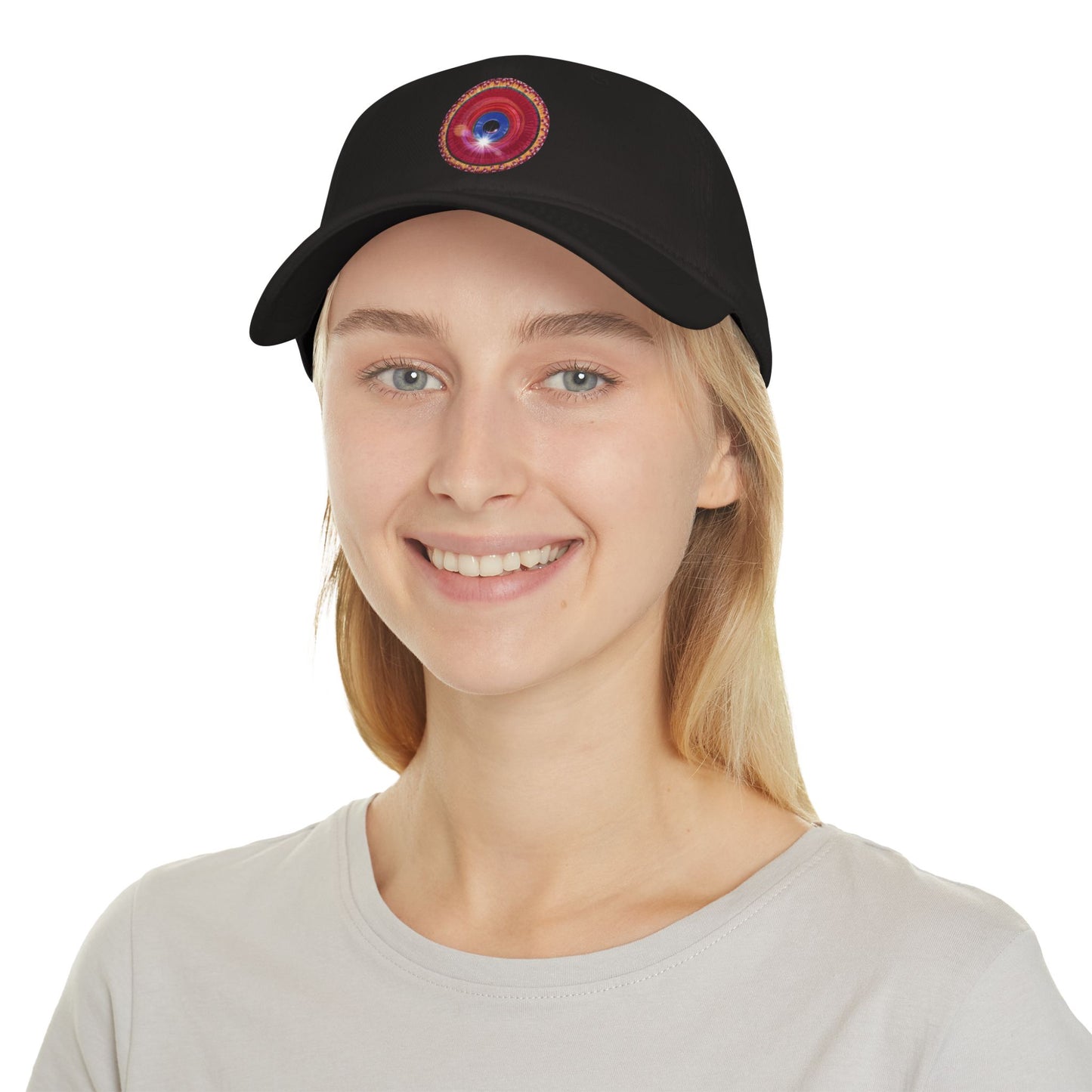 Lumpy Donut Baseball Cap - "Solitary Flour Donut Cap" - vivid red donut w/