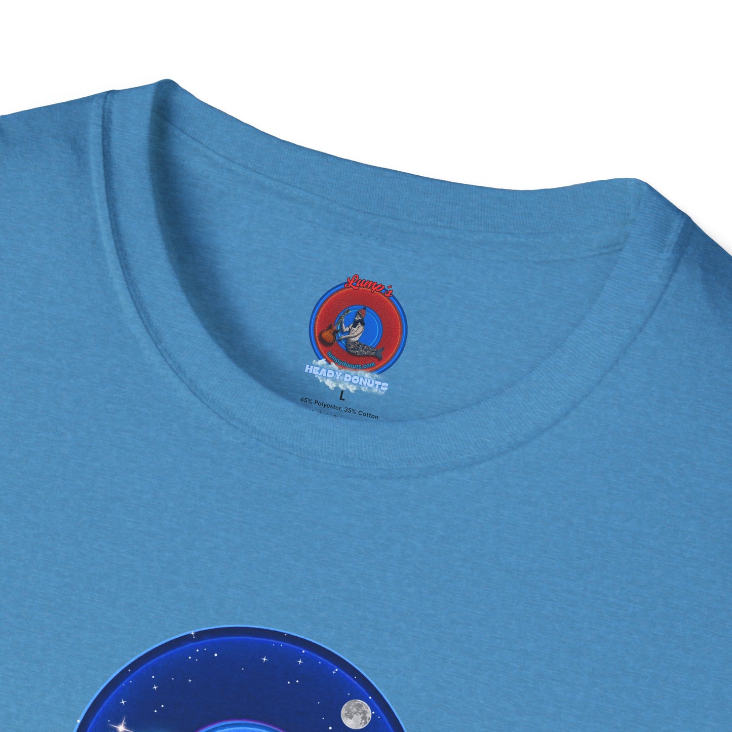 Classic Donut Tee - Unisex Soft-Style - "The Hopeful Waving Donut" - variant 2 - vivid blue donut