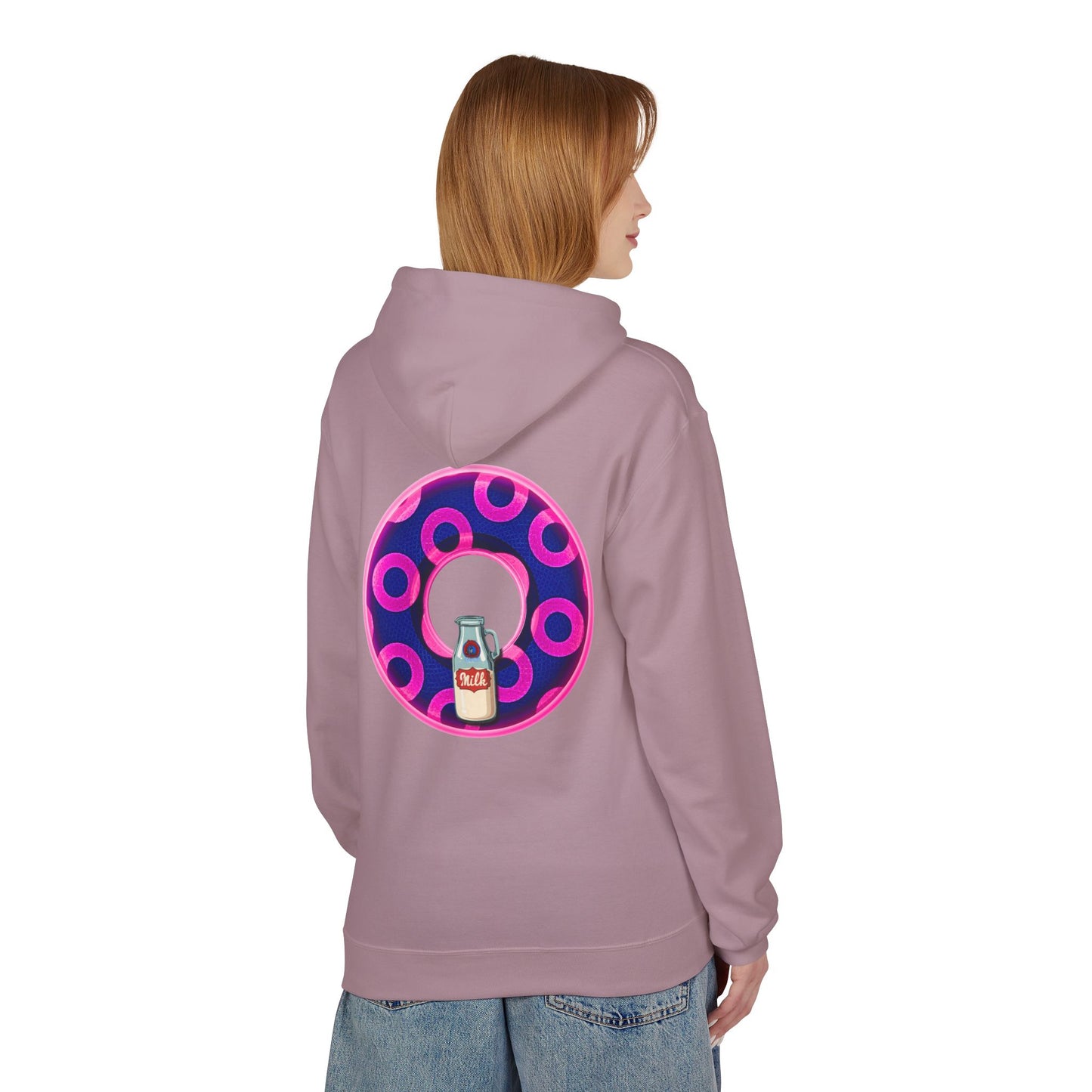 Fleece Harry Hoodies [Midweight Soft-style] - "Wooked Cream Dairy - YEMSG Donut" - blue/magenta rustic paradox donut - variant 5
