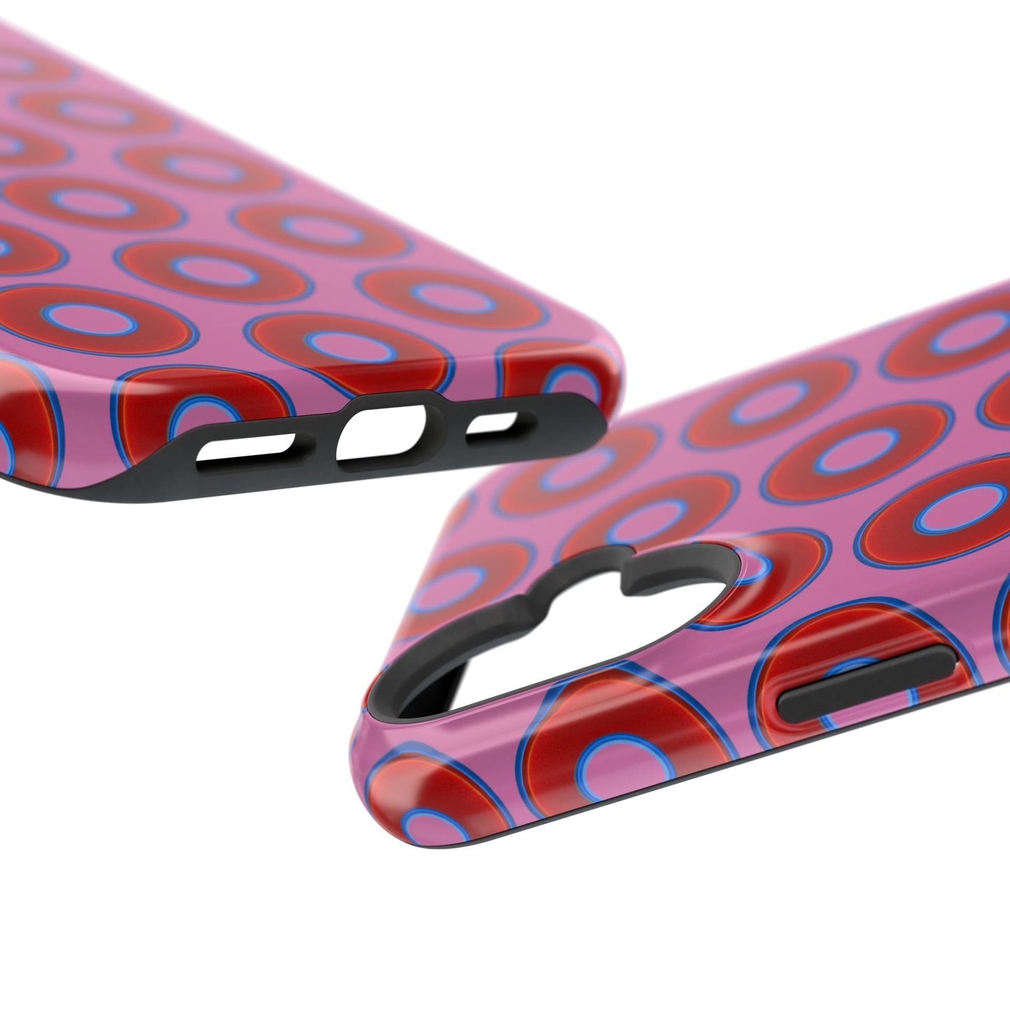 Impact-Resistant Lumpy Donut Case - red vivid donut print w/pink background