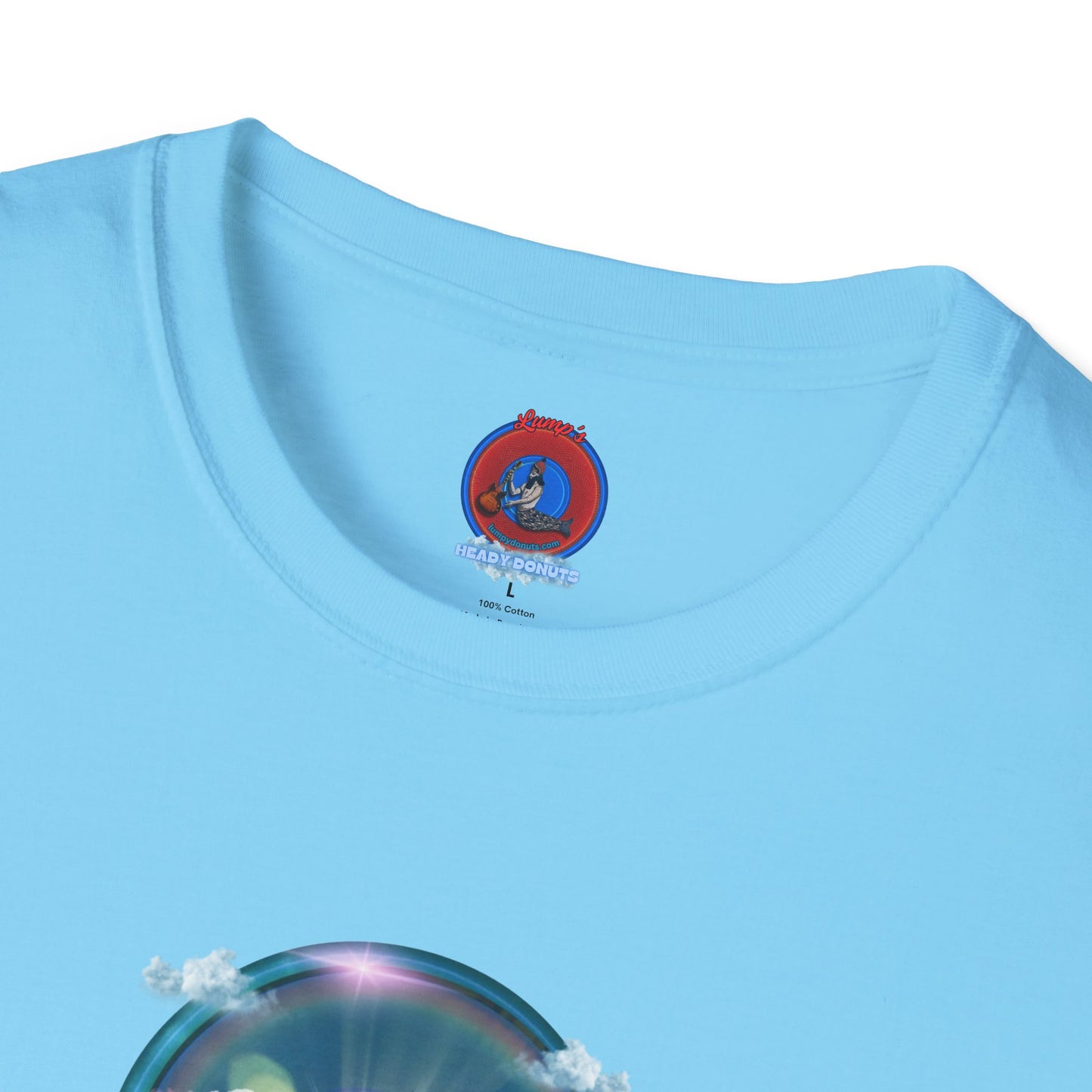Classic Donut Tee - Unisex Soft-Style - "The Divided Donut" - vivid blue sky donut