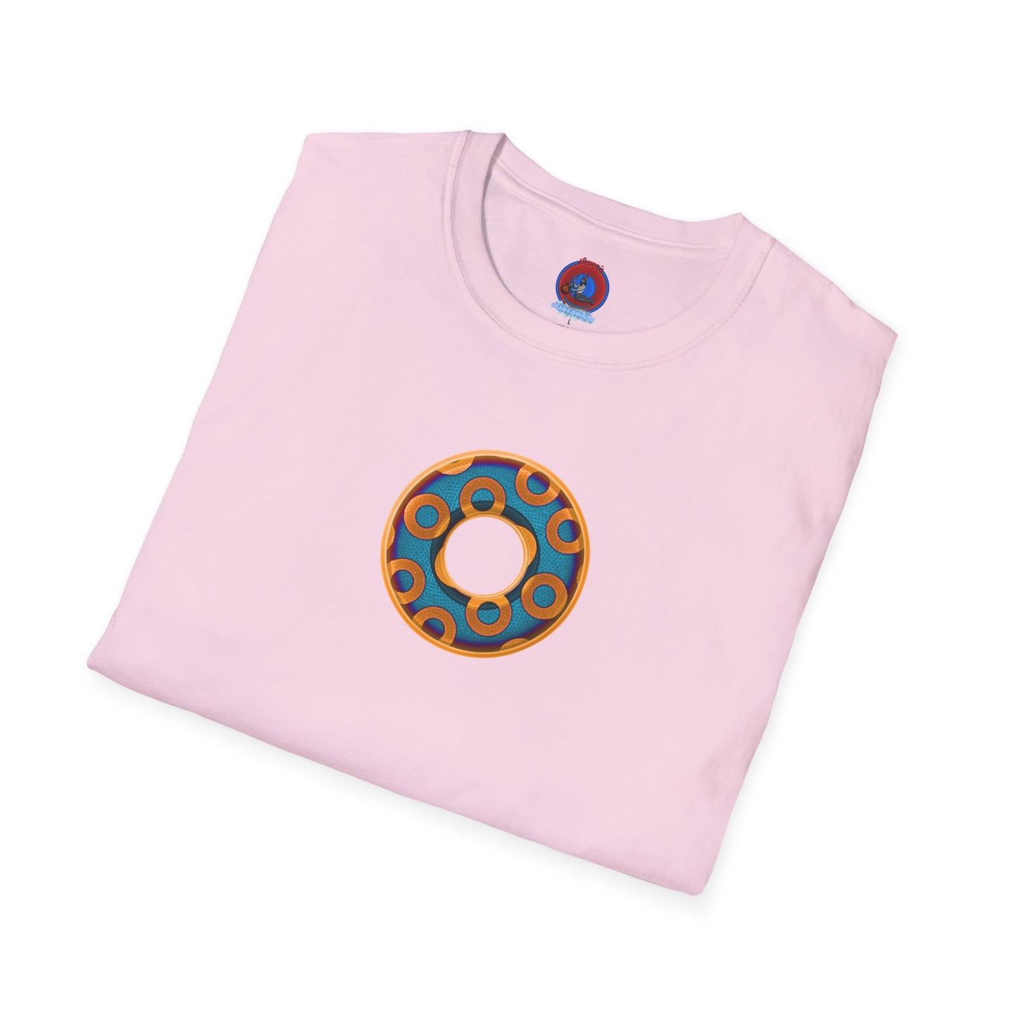 Plain Donuts/Unisex Soft-Style - "Plain Rustic Paradoxical Donuts" - light blue/orange donuts