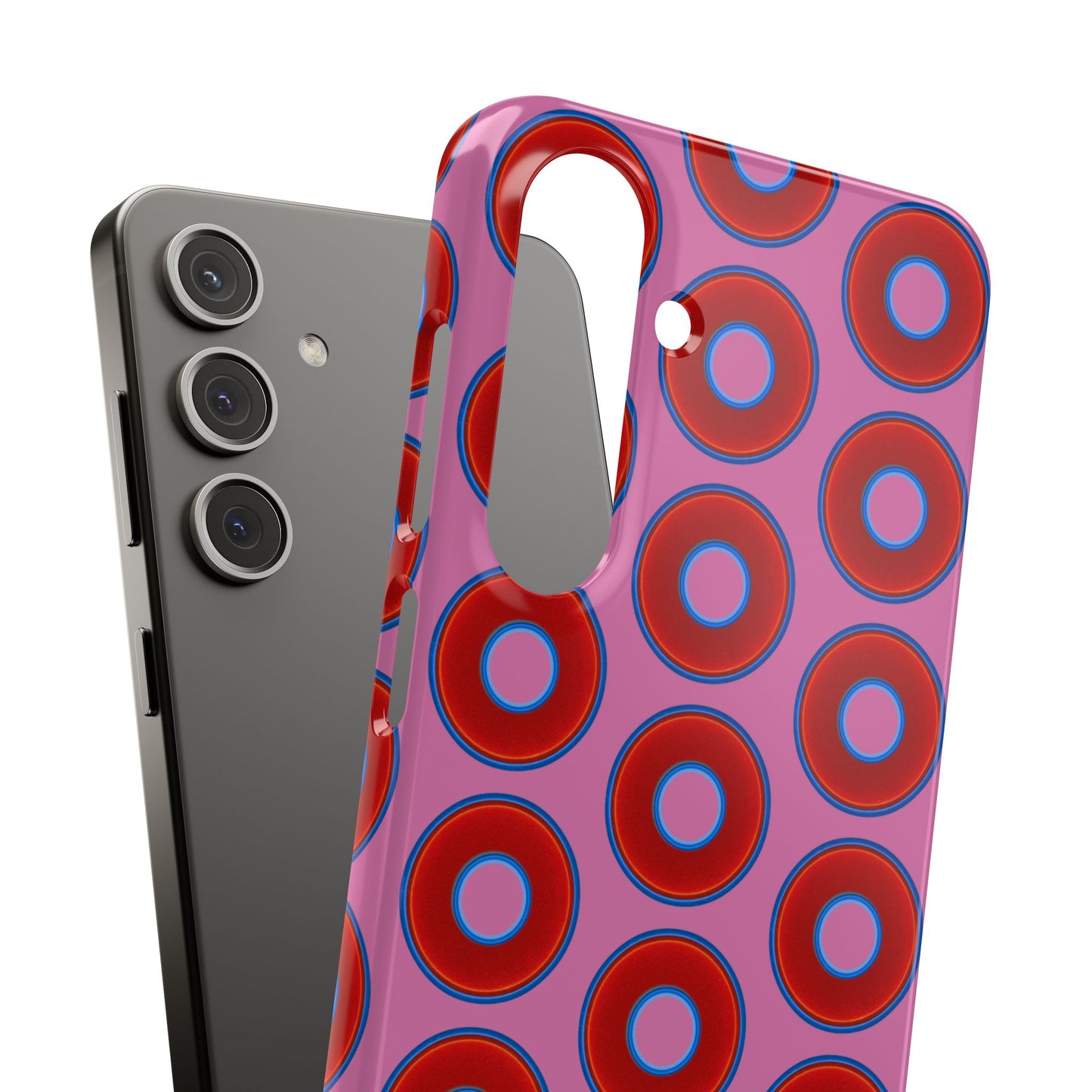 Lumpy Donut Snap Case - red vivid donut print w/light pink background