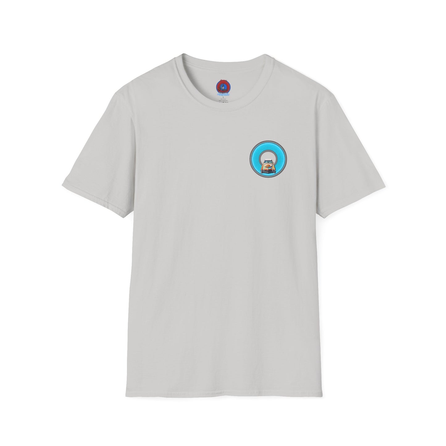 Classic Donut Tee - Unisex Soft-Style - "Cadillac Rainbow Spaghetti Incident" - series 1.0  - variant 3 - blue/gray donut