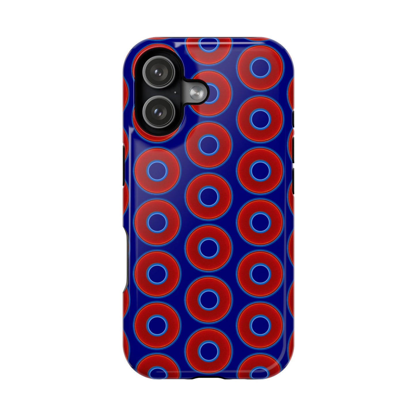 Magnetic Tough Donut Case - red vivid donut print w/vivid navy blue background