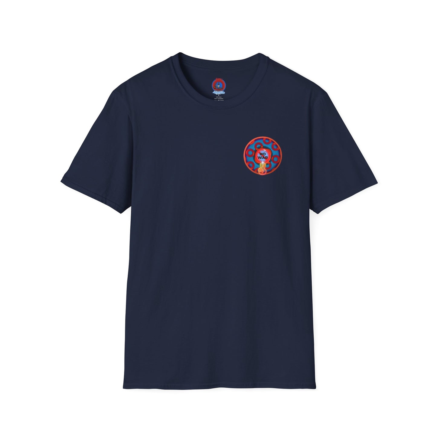 Classic Donut Tee - Unisex Soft-Style - "Peace of Donut" - blue/red paradox donut - [*charitable print - 50% of profit to Alliance for Peacebuilding]