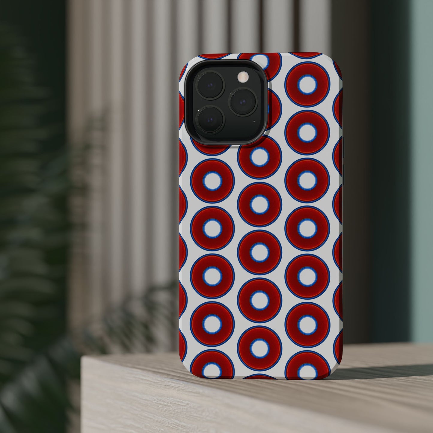 Magnetic Tough Donut Case - red vivid donut print w/white background