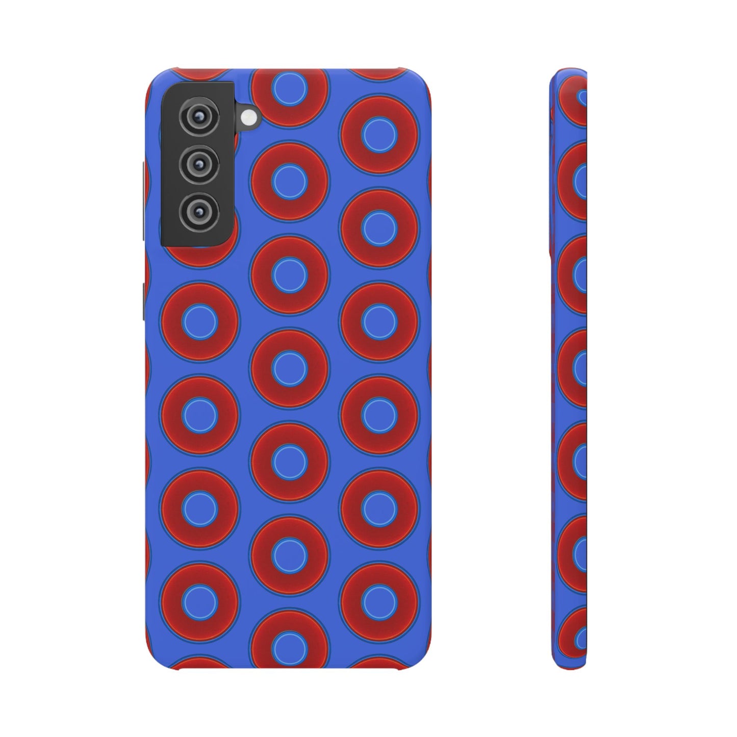 Lumpy Donut Snap Case - red vivid donut print w/royal blue background
