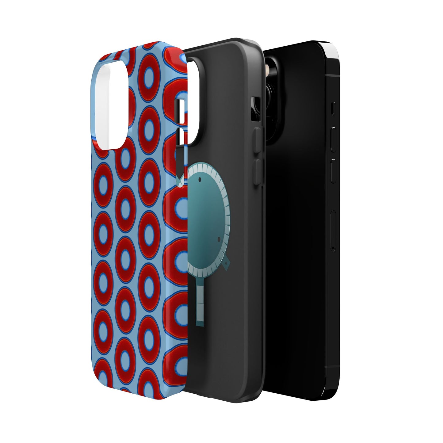 Magnetic Tough Donut Case - red vivid donut print w/sky blue background