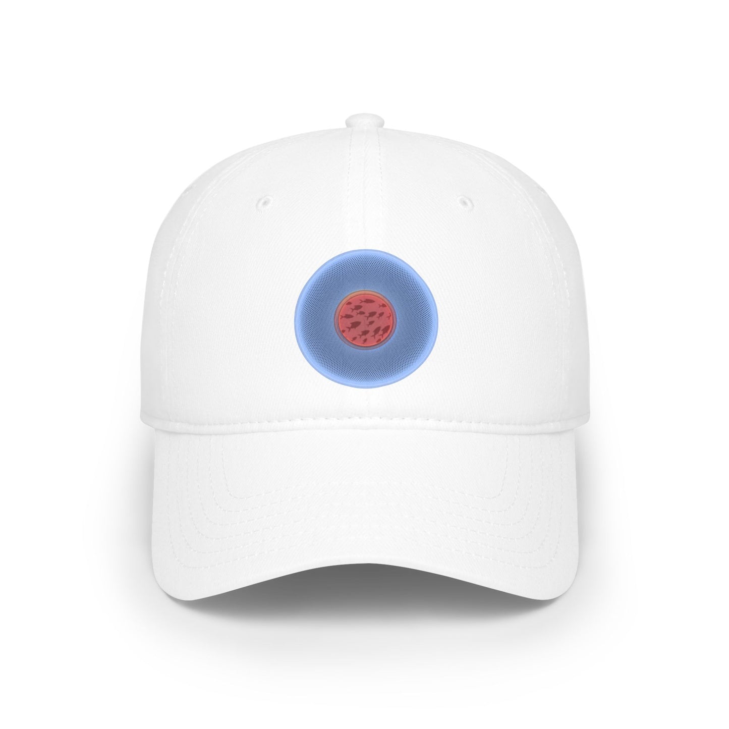 Lumpy Donut Baseball Cap - "Swimming by this Donut Cap" - variant 2 - light blue/red phatty donut w/