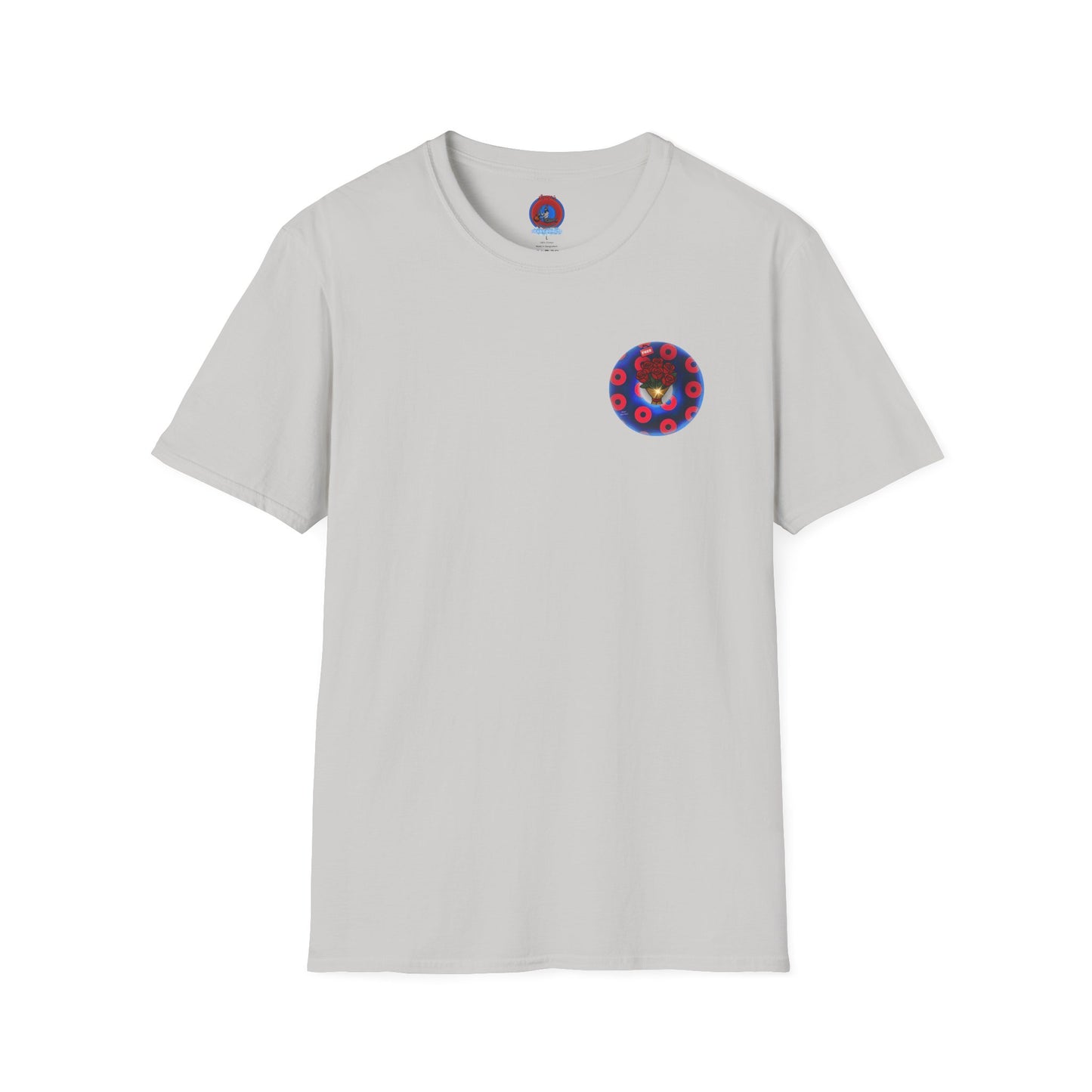 Classic Donut Tee - Unisex Soft-Style - "Donuts of Phreedom" - red/blue paradoxical blimpy donut