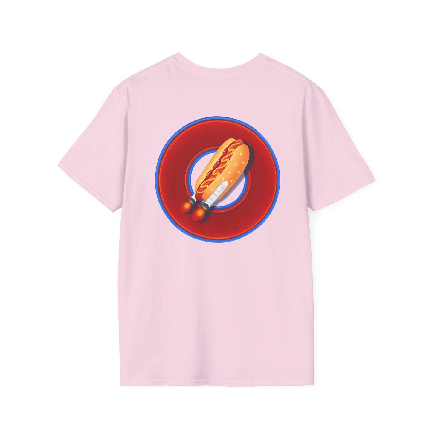 Classic Donut Tee - Unisex Soft-Style - "Viva Las Vegas Donut" -  vivid red donut w/raw dogger - variant 1