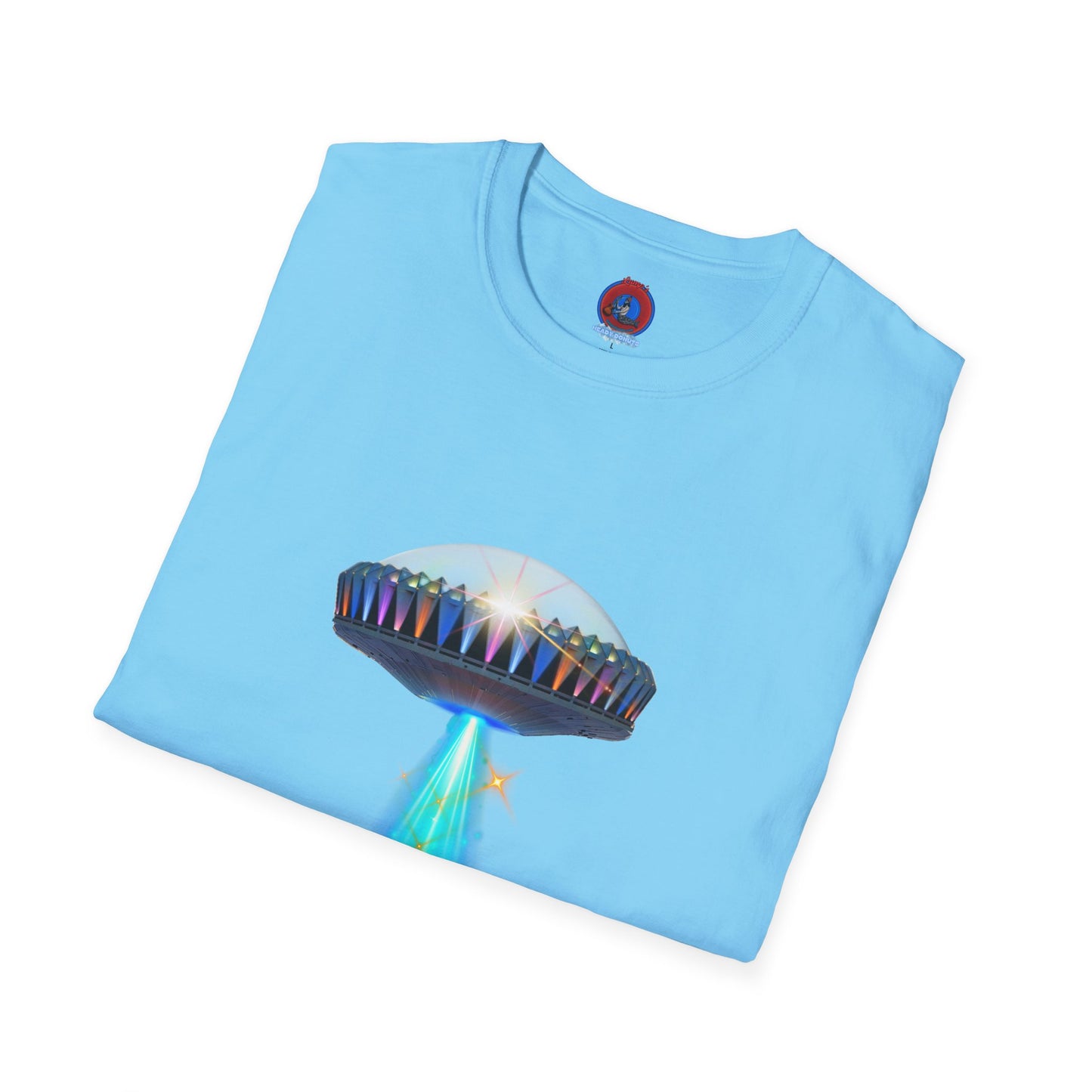 Classic Donut Tee - Unisex Soft-Style - "Donuts now Served on the Mothership" - series 1.0  - variant 6  - tractor-beamed donut