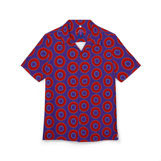 Wilson's 'Epic Hawaiian-Punch' Shirt - vivid red donut print w/purple background [unisex]