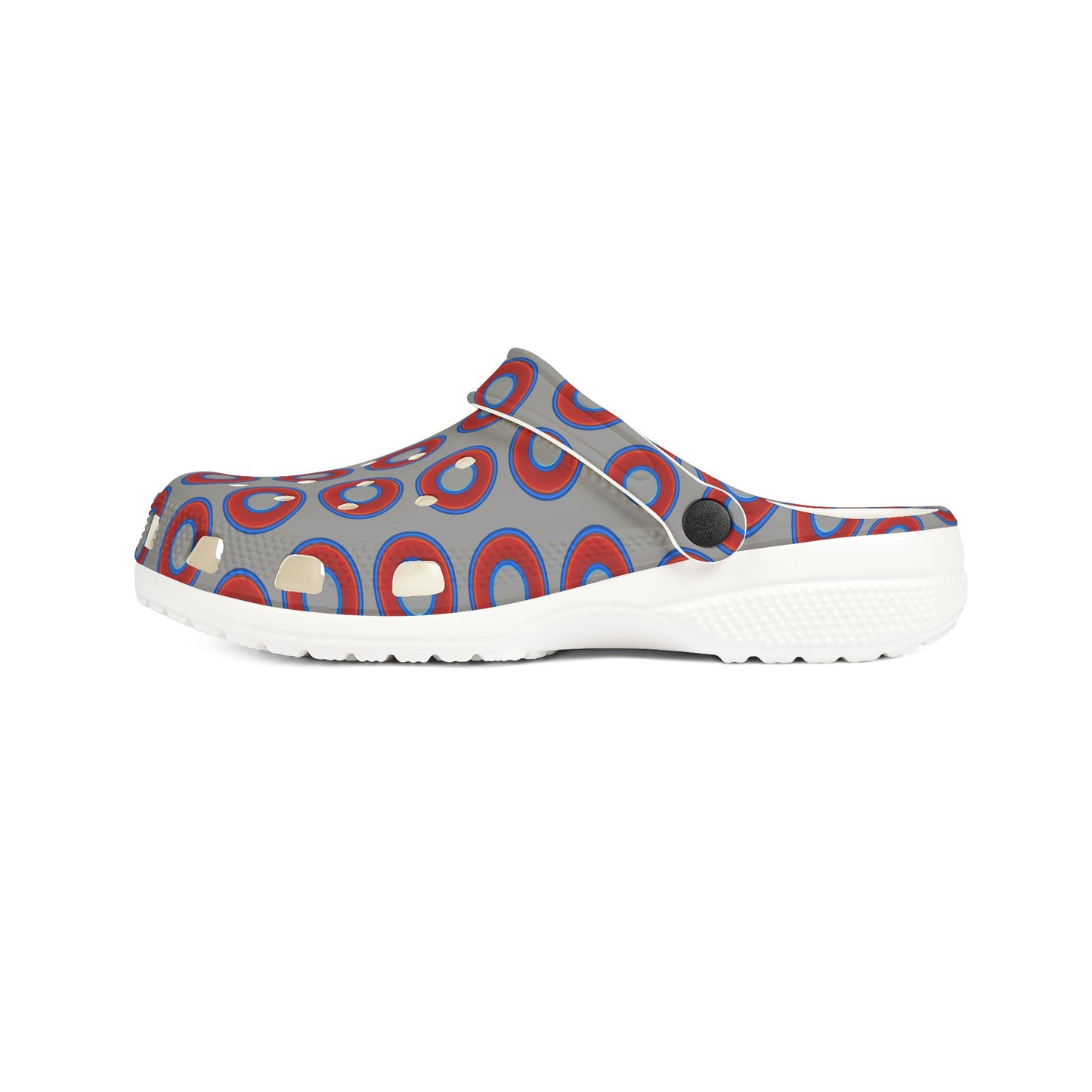 Spatchcocks - donut slip-on shoes - red rustic donuts w/gray background [unisex]