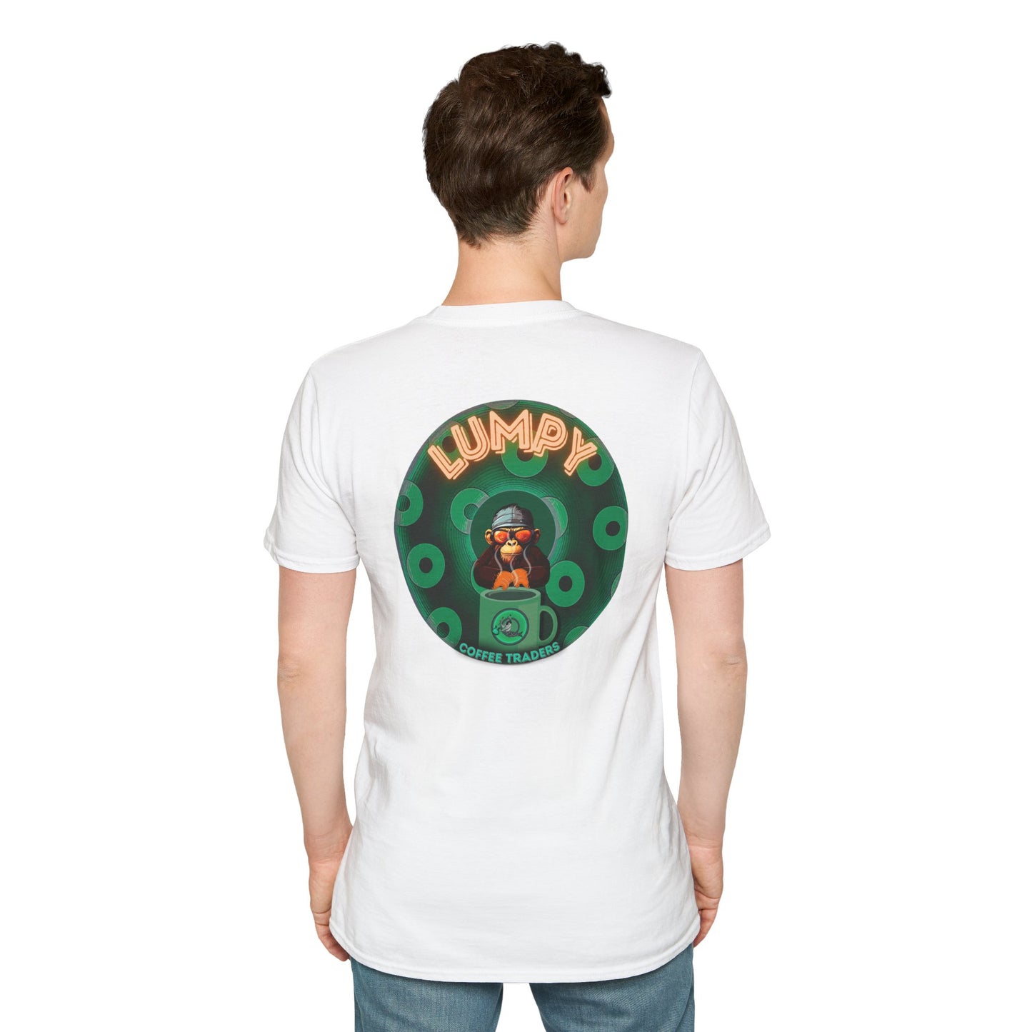 Lumpy Coffee Traders Tee - Unisex Soft-Style - "Taboo, taboot!" - paradoxical logo donut - variant 1
