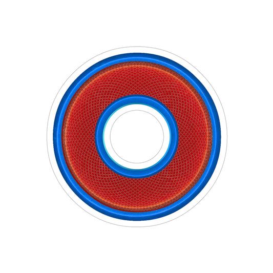 Donut Bumper/Outdoor Sticker - "Plain Jane Donut" - series 1.0 - variant - 1 - red/blue - [Die-Cut] 6"x 6"