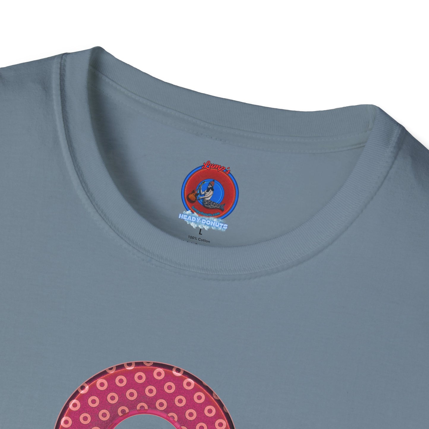 Plain Donuts/Unisex Soft-Style - "Plain Electric Paradoxical Donuts" - dark magenta/coral donuts