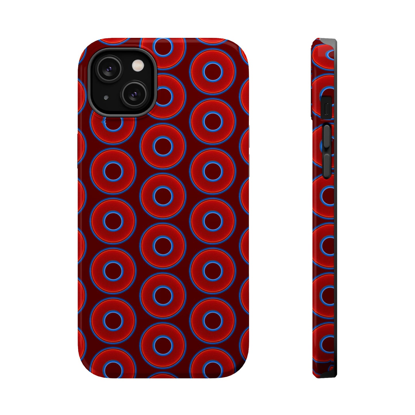 Magnetic Tough Donut Case - red vivid donut print w/dark red background