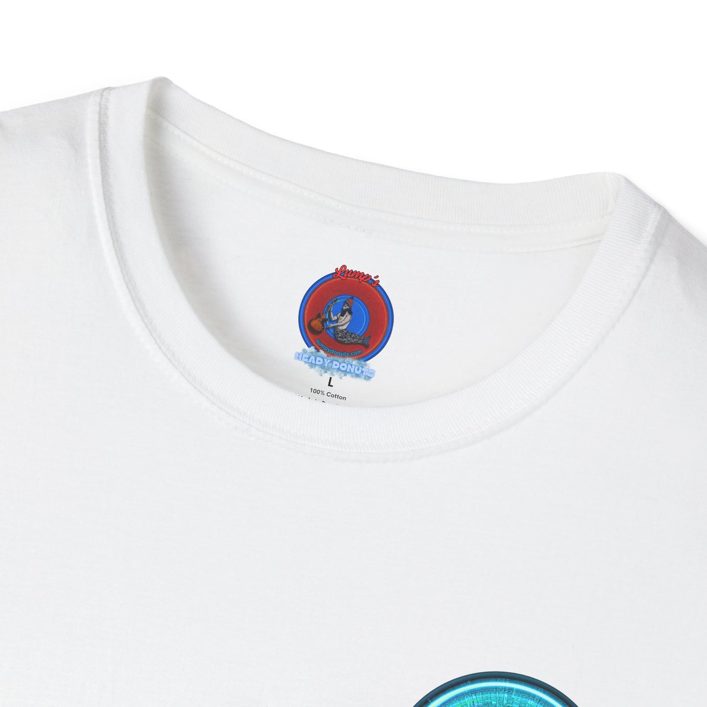 Classic Donut Tee - Unisex Soft-Style - "Donut of Life Tee" - vivid turquoise tube donut - variant 1