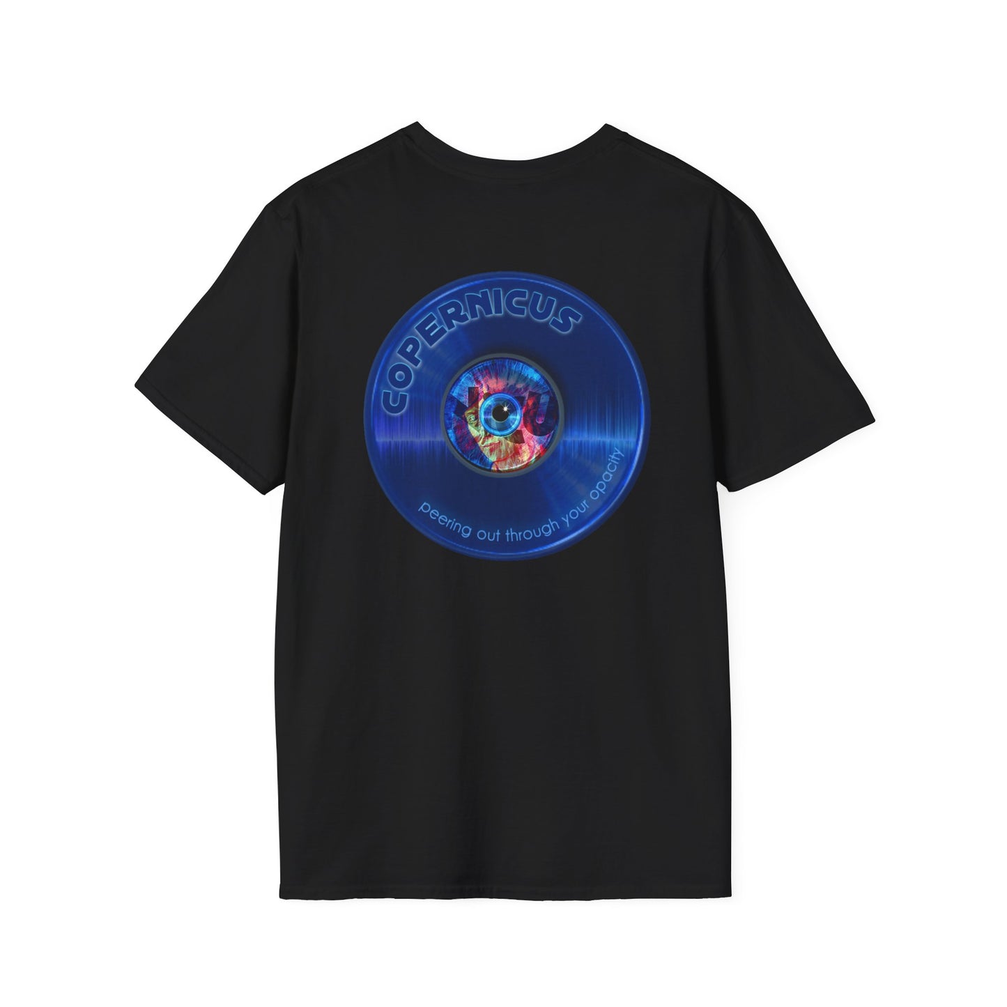 Classic Donut Tee - Unisex Soft-Style - "Drunken Copernicus" - series 1.0 - blue donut - variant 2